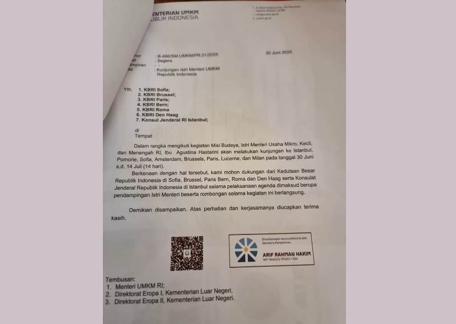 Klarifikasi Menteri UMKM soal surat kepada delapan KBRI disampaikan ke KPK. Surat dengan tanda tangan elektronik Sekjen Arif Rahman mudah saja dilacak siapa pembuatnya.