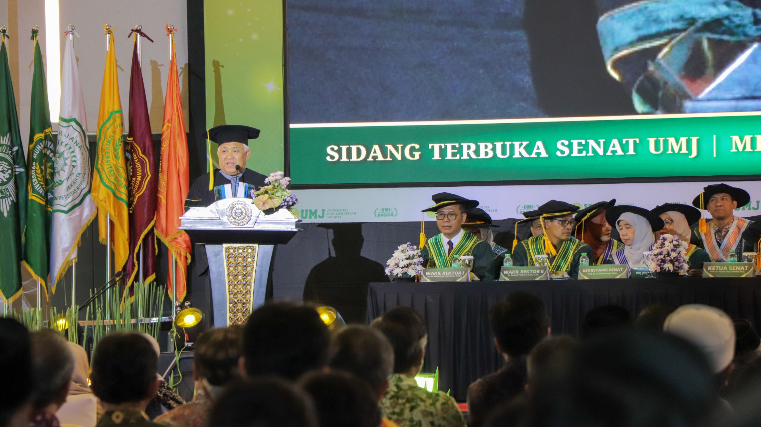 Din Syamsuddin menegaskan UMJ perlu melangkah menjadi universitas kelas dunia pada milad ke-70 dengan modal akreditasi unggul, penguatan peradaban Islam, dan strategi internasionalisasi berkelanjutan.