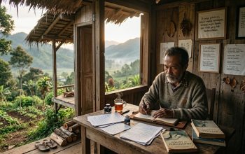 Ilustrasi cerpen Gubuk Baru Penyair