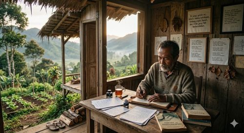 Ilustrasi cerpen Gubuk Baru Penyair